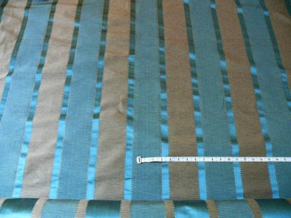 Lee Jofa Positano Stripe Lapis Teal Blue Smoke Silk Cotton Jacquard Modern Jewel Reversible MSRP USD 298/Y