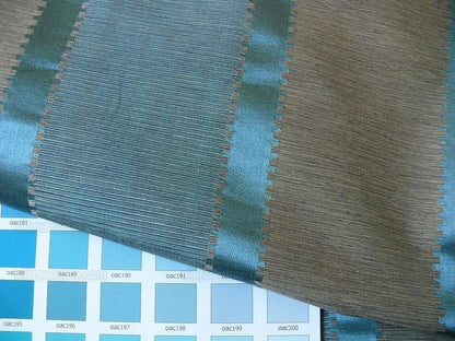 Lee Jofa Positano Stripe Lapis Teal Blue Smoke Silk Cotton Jacquard Modern Jewel Reversible MSRP USD 298/Y