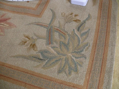 Stark Hand Made Needlepoint Beige Lotus Peony Winter Plum Lily Rug 16'10x11'10" MSRP USD 18,000+
