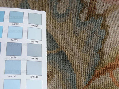 Stark Hand Made Needlepoint Beige Lotus Peony Winter Plum Lily Rug 16'10x11'10" MSRP USD 18,000+