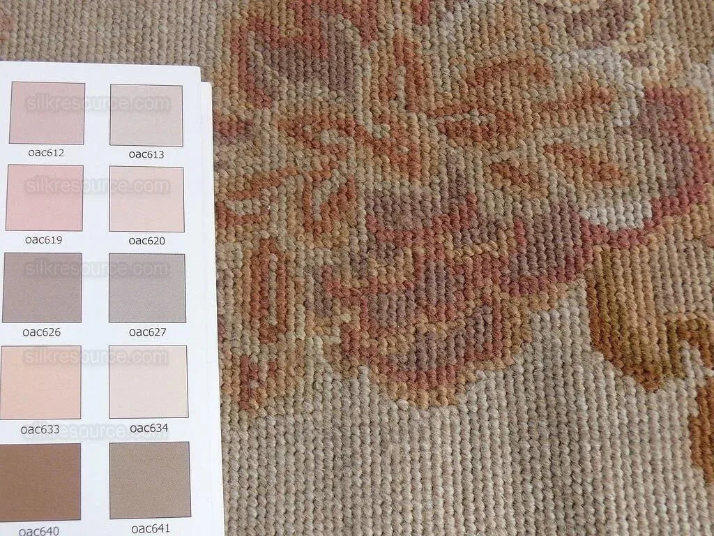 Stark Hand Made Needlepoint Beige Lotus Peony Winter Plum Lily Rug 16'10x11'10" MSRP USD 18,000+