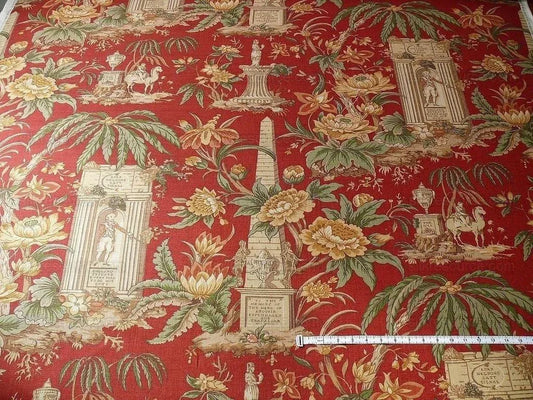 6.6y Lee Jofa "nelson" Red Linen English Historical Figured Print