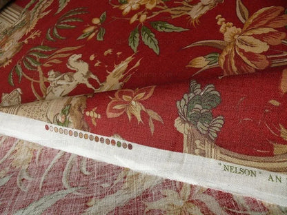6.6y Lee Jofa "nelson" Red Linen English Historical Figured Print