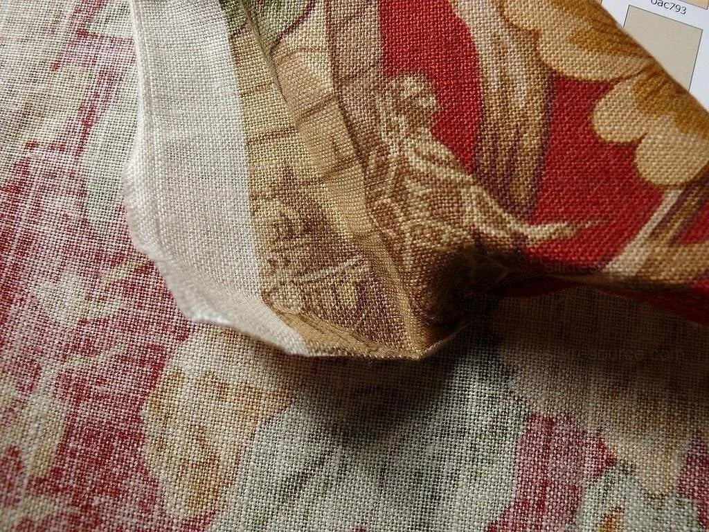 6.6y Lee Jofa "nelson" Red Linen English Historical Figured Print