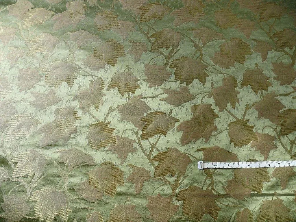 Japanese Maple "haze" Sage Green And Gold Leaf Silk Wabi Sabi MSRP USD296/yard