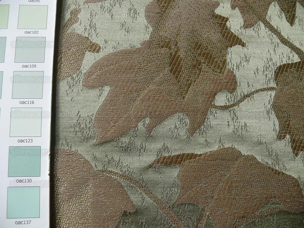 Japanese Maple "haze" Sage Green And Gold Leaf Silk Wabi Sabi MSRP USD296/yard