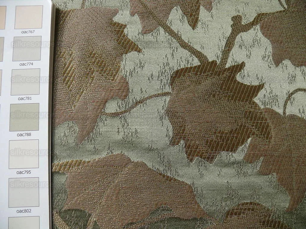 Japanese Maple "haze" Sage Green And Gold Leaf Silk Wabi Sabi MSRP USD296/yard