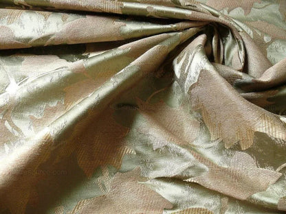 Japanese Maple "haze" Sage Green And Gold Leaf Silk Wabi Sabi MSRP USD296/yard