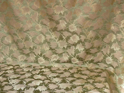 Japanese Maple "haze" Sage Green And Gold Leaf Silk Wabi Sabi MSRP USD296/yard