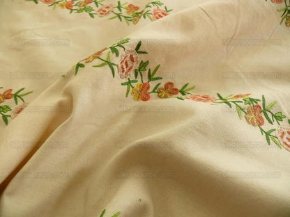 2.125y Lee Jofa Zoe Embroidery Stripe Topaz Crewel Brown Cream White Crewel Flower Cotton MSRP USD 236/y