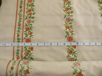 2.125y Lee Jofa Zoe Embroidery Stripe Topaz Crewel Brown Cream White Crewel Flower Cotton MSRP USD 236/y