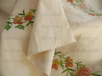 2.125y Lee Jofa Zoe Embroidery Stripe Topaz Crewel Brown Cream White Crewel Flower Cotton MSRP USD 236/y