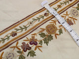 Lee Jofa Zoe Embroidery Stripe Topaz Crewel Brown Cream White Crewel Flower Cotton MSRP USD 236/y