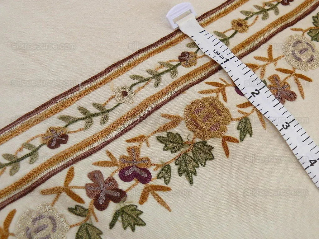 LEE JOFA "ZOE EMBR'D STRIPE TOPAZ CREWEL EMBROIDERY GARLAND