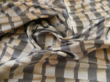 LEE JOFA  LE CIRQUE WEAVE PEWTER BLACK TAN TROMPE L'OEIL SILK