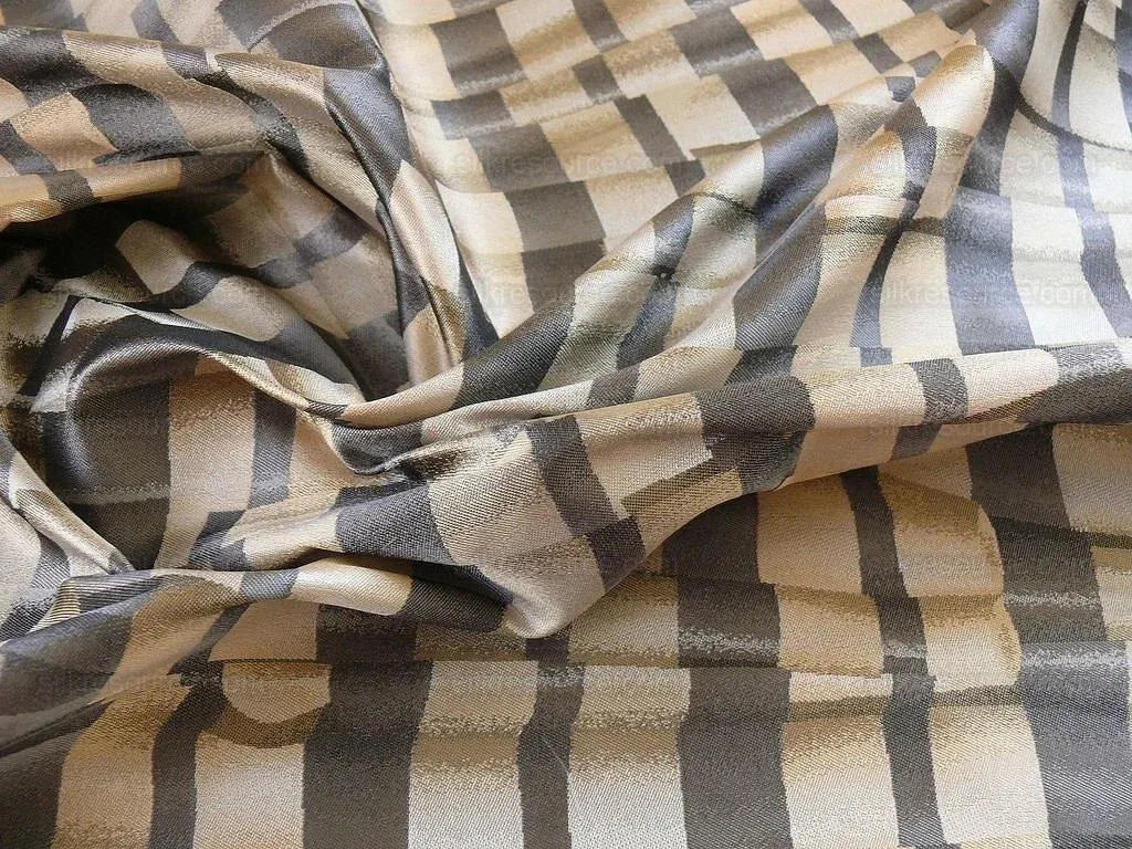 Lee Jofa  Le Cirque Weave Pewter Black Tan Trompe L'oeil Silk