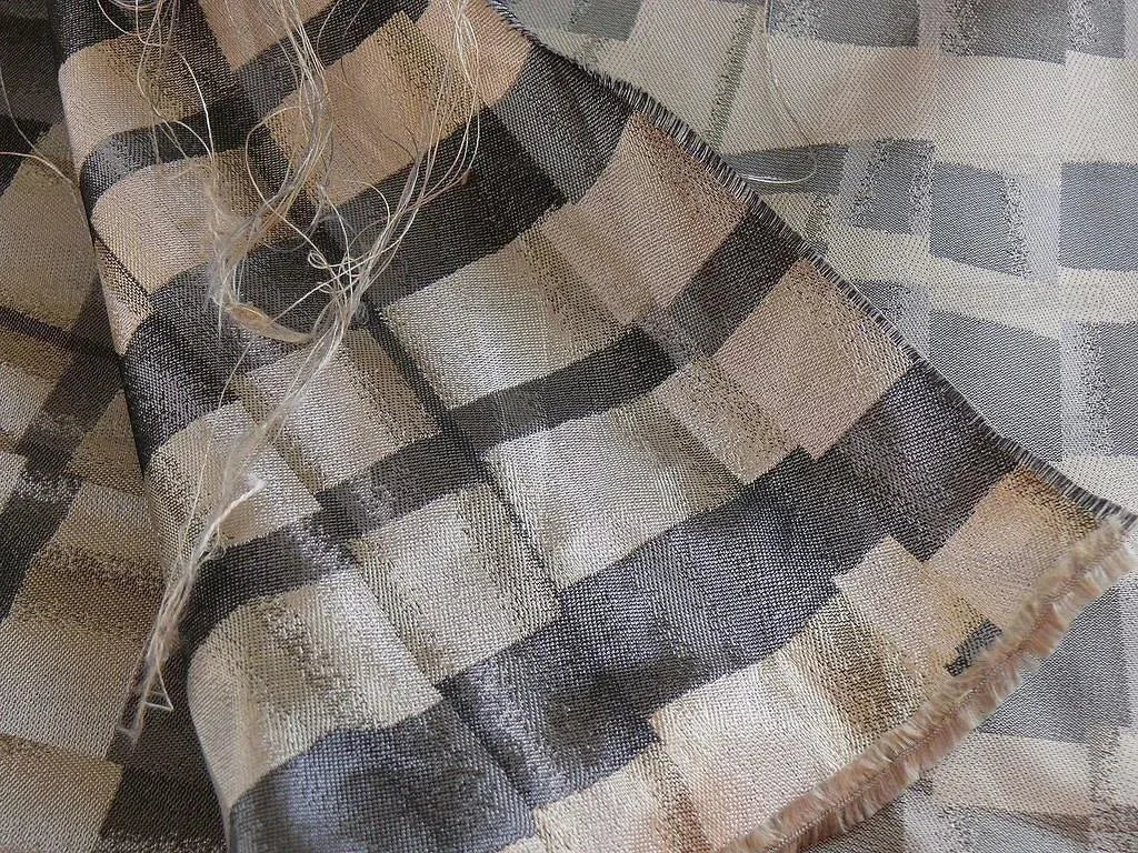 Lee Jofa  Le Cirque Weave Pewter Black Tan Trompe L'oeil Silk