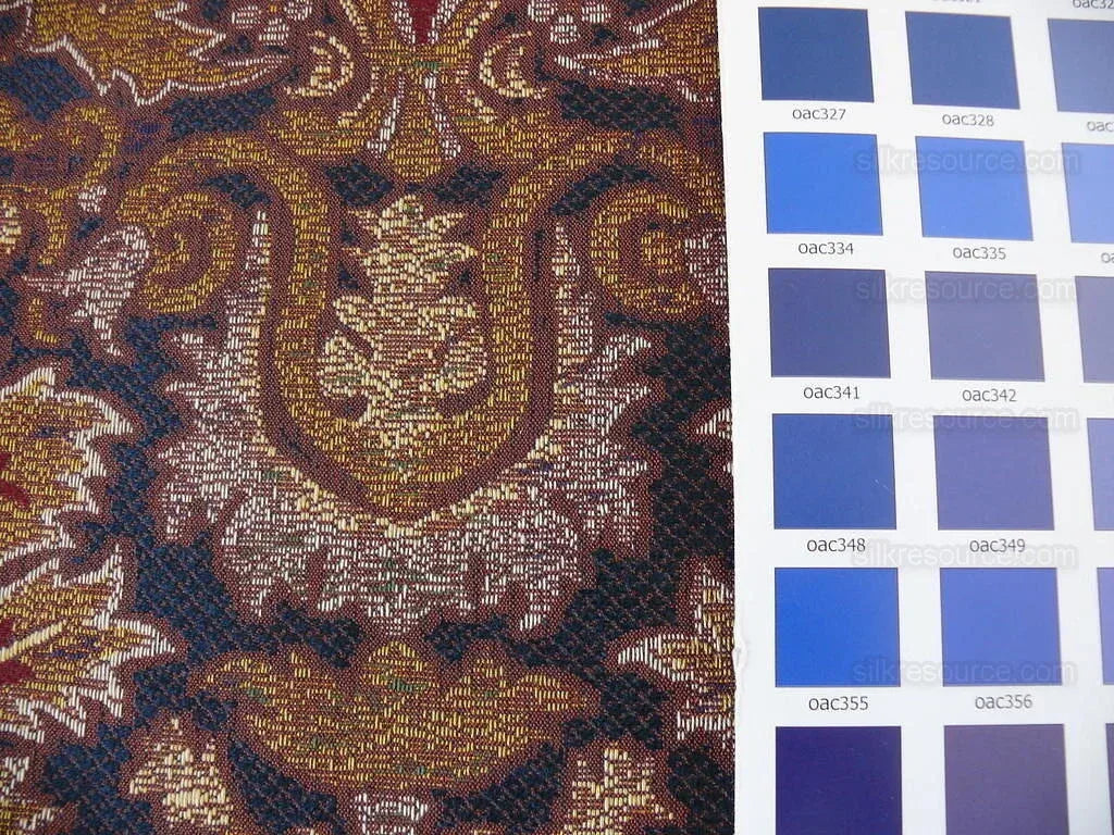 0.86y Lee Jofa San Pietro "mineral" Blue Paisley Red Gold