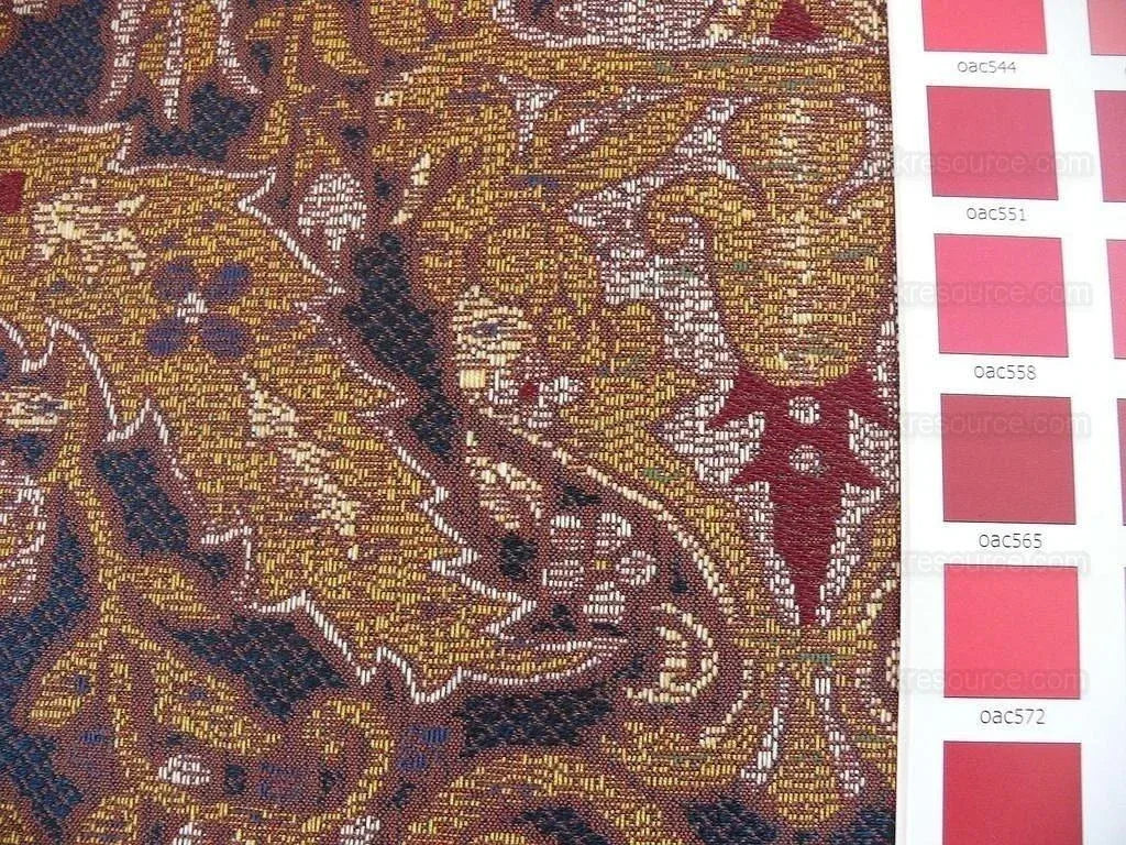 0.86y Lee Jofa San Pietro "mineral" Blue Paisley Red Gold