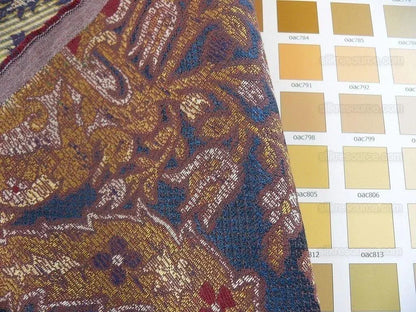 0.86y Lee Jofa San Pietro "mineral" Blue Paisley Red Gold