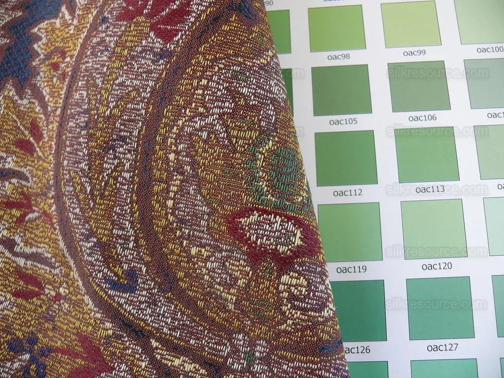 0.86y Lee Jofa San Pietro "mineral" Blue Paisley Red Gold