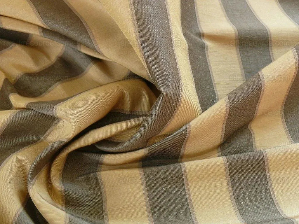 Lee Jofa Penrith Stripe Sand/tan Grey Charcoal &amp; Gold Stripe Silk Linen MSRP USD 236/Y