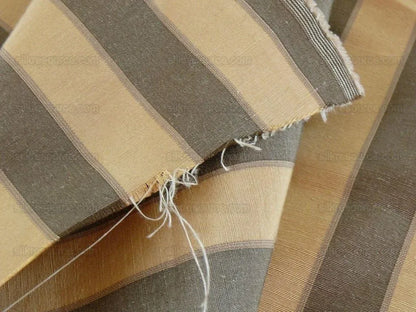 Lee Jofa Penrith Stripe Sand/tan Grey Charcoal &amp; Gold Stripe Silk Linen MSRP USD 236/Y