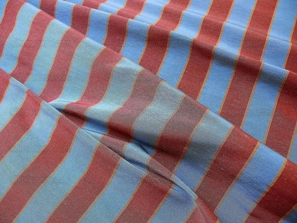 Lee Jofa Penrith Stripe Ruby/sky Blue &amp; Rose Red Stripe Linen Silk MSRP USD 236/Y