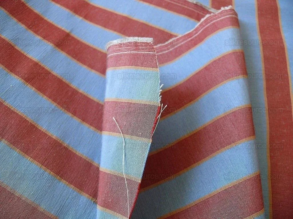 Lee Jofa Penrith Stripe Ruby/sky Blue &amp; Rose Red Stripe Linen Silk MSRP USD 236/Y