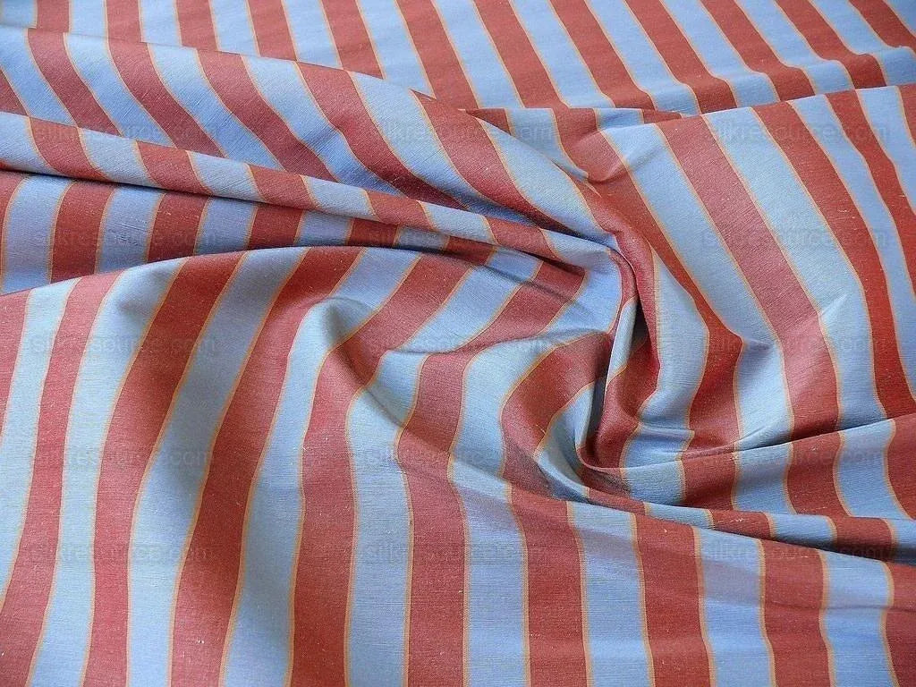 Lee Jofa Penrith Stripe Ruby/sky Blue &amp; Rose Red Stripe Linen Silk MSRP USD 236/Y