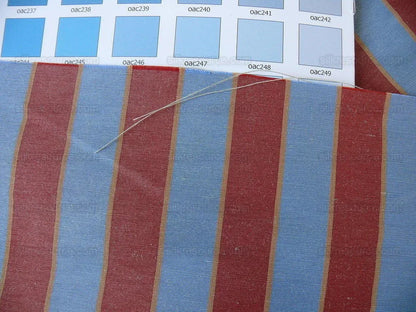 Lee Jofa Penrith Stripe Ruby/sky Blue &amp; Rose Red Stripe Linen Silk MSRP USD 236/Y