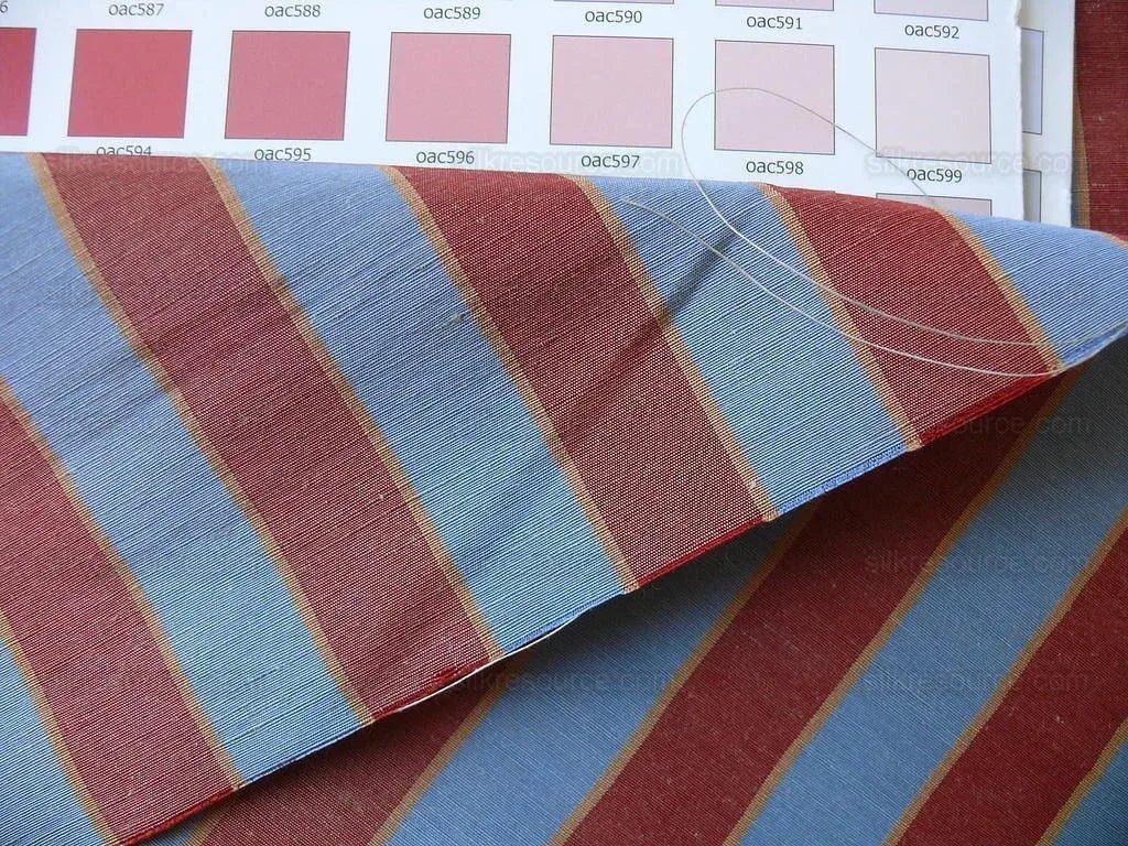 Lee Jofa Penrith Stripe Ruby/sky Blue &amp; Rose Red Stripe Linen Silk MSRP USD 236/Y