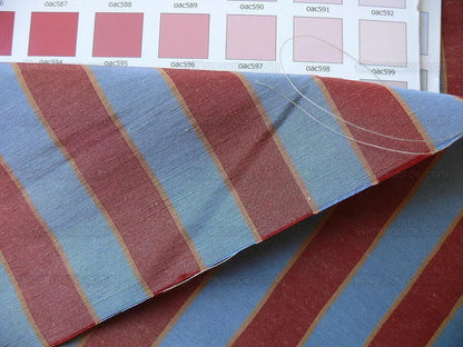 Lee Jofa Penrith Stripe Ruby/sky Blue &amp; Rose Red Stripe Linen Silk MSRP USD 236/Y