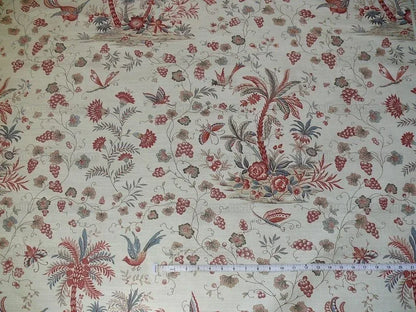 Lee Jofa Martinique Prin.red & Blue Chino Bird Linen Print Pink