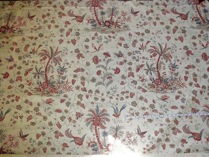 Lee Jofa Martinique Prin.red & Blue Chino Bird Linen Print Pink