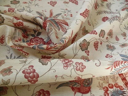 Lee Jofa Martinique Prin.red & Blue Chino Bird Linen Print Pink