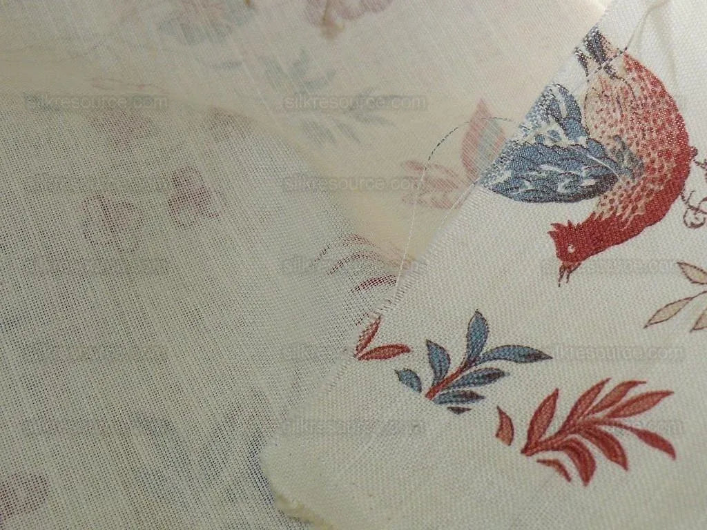 Lee Jofa Martinique Prin.red & Blue Chino Bird Linen Print Pink