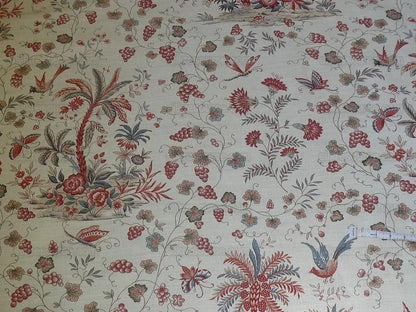 Lee Jofa Martinique Prin.red & Blue Chino Bird Linen Print Pink