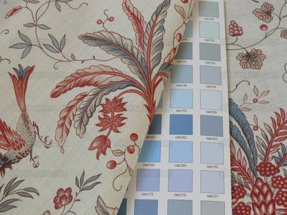 Lee Jofa Martinique Prin.red & Blue Chino Bird Linen Print Pink