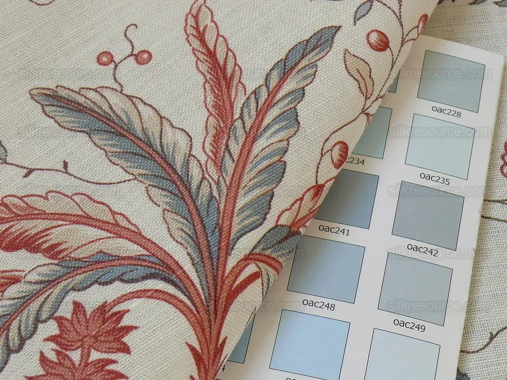 Lee Jofa Martinique Prin.red & Blue Chino Bird Linen Print Pink