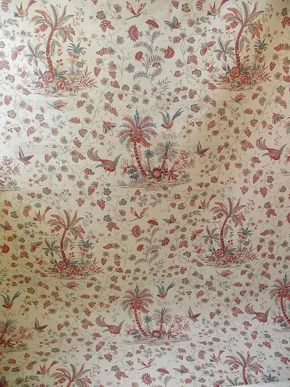 Lee Jofa Martinique Prin.red & Blue Chino Bird Linen Print Pink