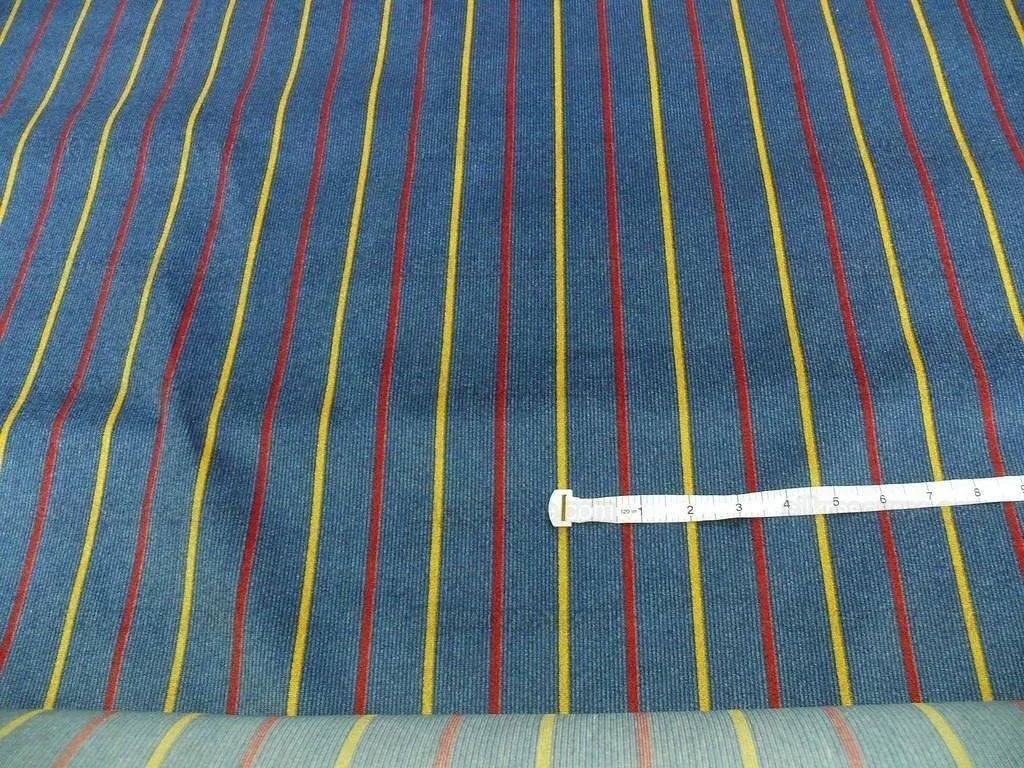 By Yard Lee Jofa Figaro Velvet Cadet Stripe on Blue Silky Heavy