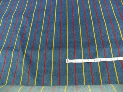 By Yard Lee Jofa Figaro Velvet Cadet Stripe on Blue Silky Heavy