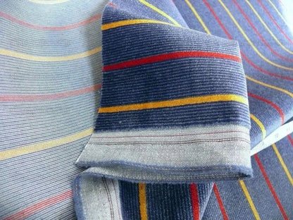 By Yard Lee Jofa Figaro Velvet Cadet Stripe on Blue Silky Heavy