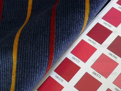 By Yard Lee Jofa Figaro Velvet Cadet Stripe on Blue Silky Heavy