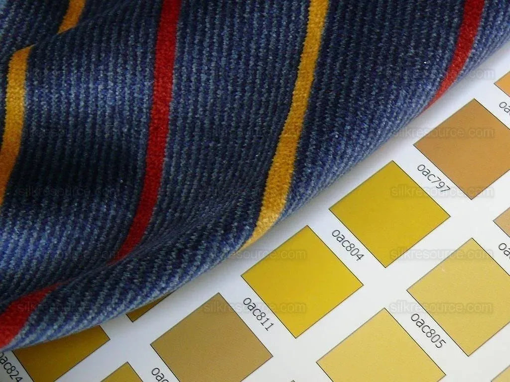 By Yard Lee Jofa Figaro Velvet Cadet Stripe on Blue Silky Heavy