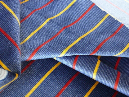 By Yard Lee Jofa Figaro Velvet Cadet Stripe on Blue Silky Heavy