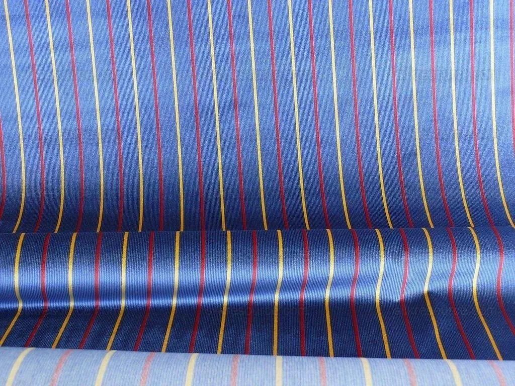 By Yard Lee Jofa Figaro Velvet Cadet Stripe on Blue Silky Heavy