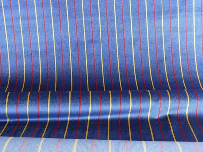 By Yard Lee Jofa Figaro Velvet Cadet Stripe on Blue Silky Heavy