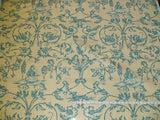 Lee Jofa dambura Print Monkey Griffin Shalima Turquoise Blue Green On Cream Deer Music Toile Cotton Chintz